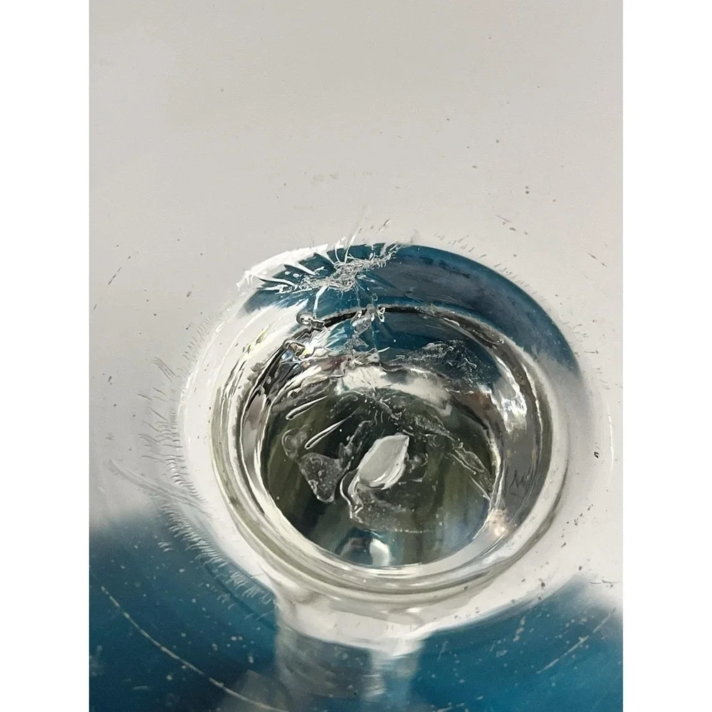 Empoli 1960s Glass Pedestal Vase Peacock Blue LARGE 16